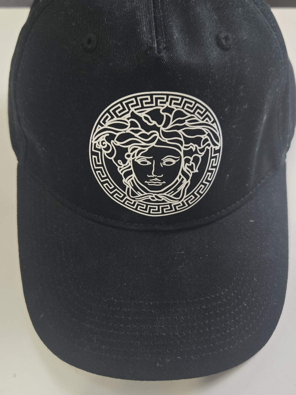 Versace Black Cap with White Medusa Emblem